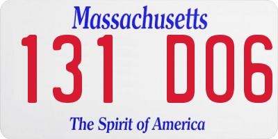 MA license plate 131DO6