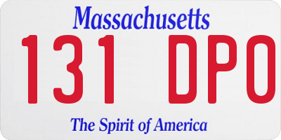 MA license plate 131DP0