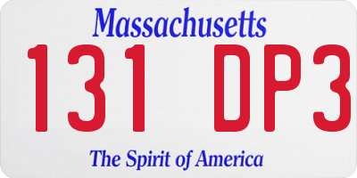 MA license plate 131DP3