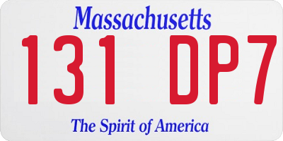 MA license plate 131DP7