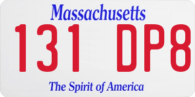 MA license plate 131DP8