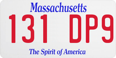 MA license plate 131DP9