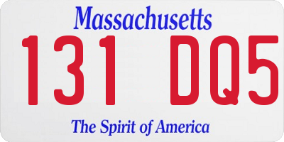MA license plate 131DQ5