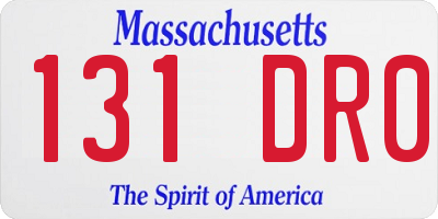 MA license plate 131DR0