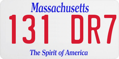 MA license plate 131DR7