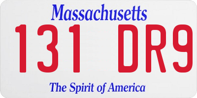 MA license plate 131DR9
