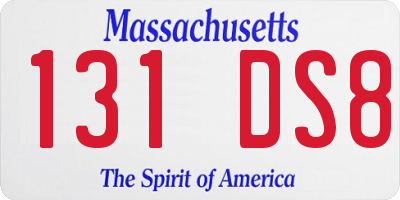 MA license plate 131DS8