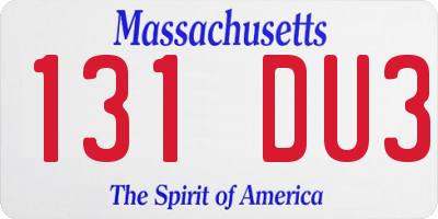 MA license plate 131DU3
