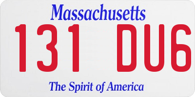 MA license plate 131DU6