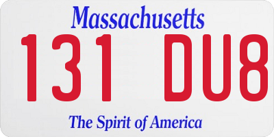 MA license plate 131DU8