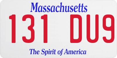 MA license plate 131DU9