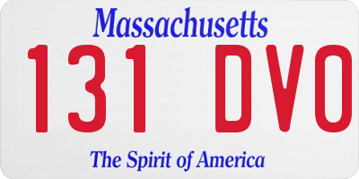 MA license plate 131DV0