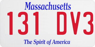 MA license plate 131DV3