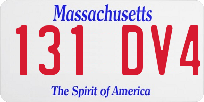 MA license plate 131DV4