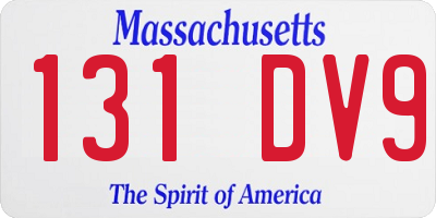 MA license plate 131DV9