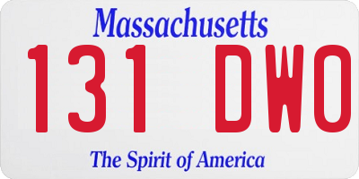 MA license plate 131DW0