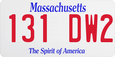 MA license plate 131DW2