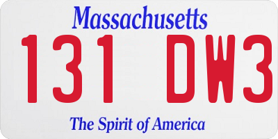 MA license plate 131DW3