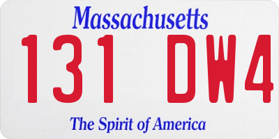 MA license plate 131DW4
