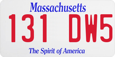 MA license plate 131DW5