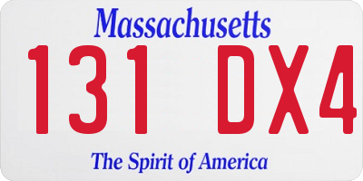 MA license plate 131DX4