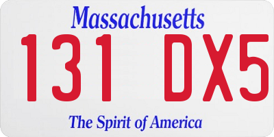MA license plate 131DX5