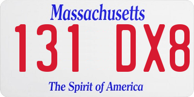 MA license plate 131DX8