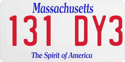 MA license plate 131DY3