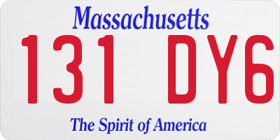 MA license plate 131DY6