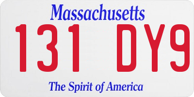 MA license plate 131DY9
