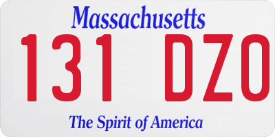 MA license plate 131DZ0