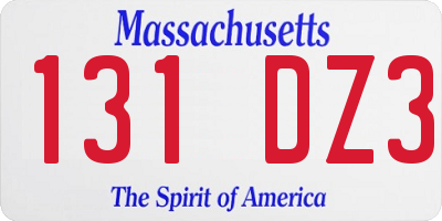 MA license plate 131DZ3