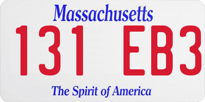 MA license plate 131EB3