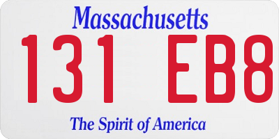 MA license plate 131EB8