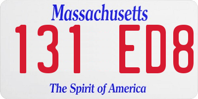 MA license plate 131ED8