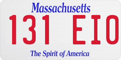 MA license plate 131EI0