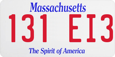 MA license plate 131EI3