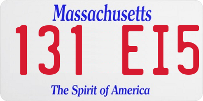 MA license plate 131EI5