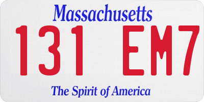 MA license plate 131EM7
