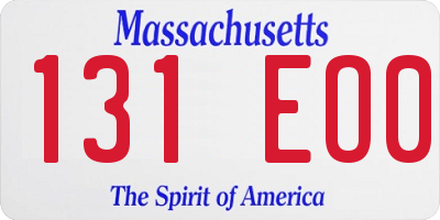 MA license plate 131EO0