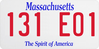 MA license plate 131EO1