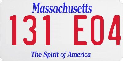 MA license plate 131EO4