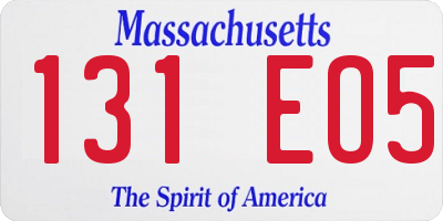 MA license plate 131EO5