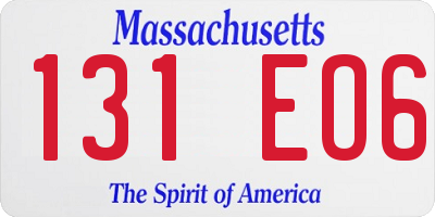 MA license plate 131EO6