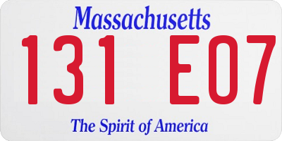 MA license plate 131EO7