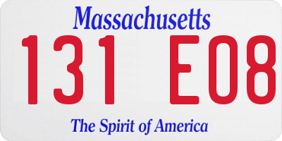 MA license plate 131EO8
