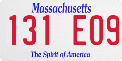 MA license plate 131EO9