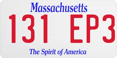 MA license plate 131EP3