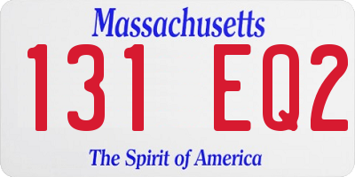 MA license plate 131EQ2