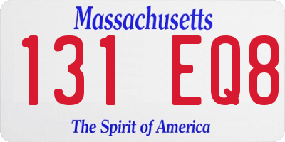 MA license plate 131EQ8